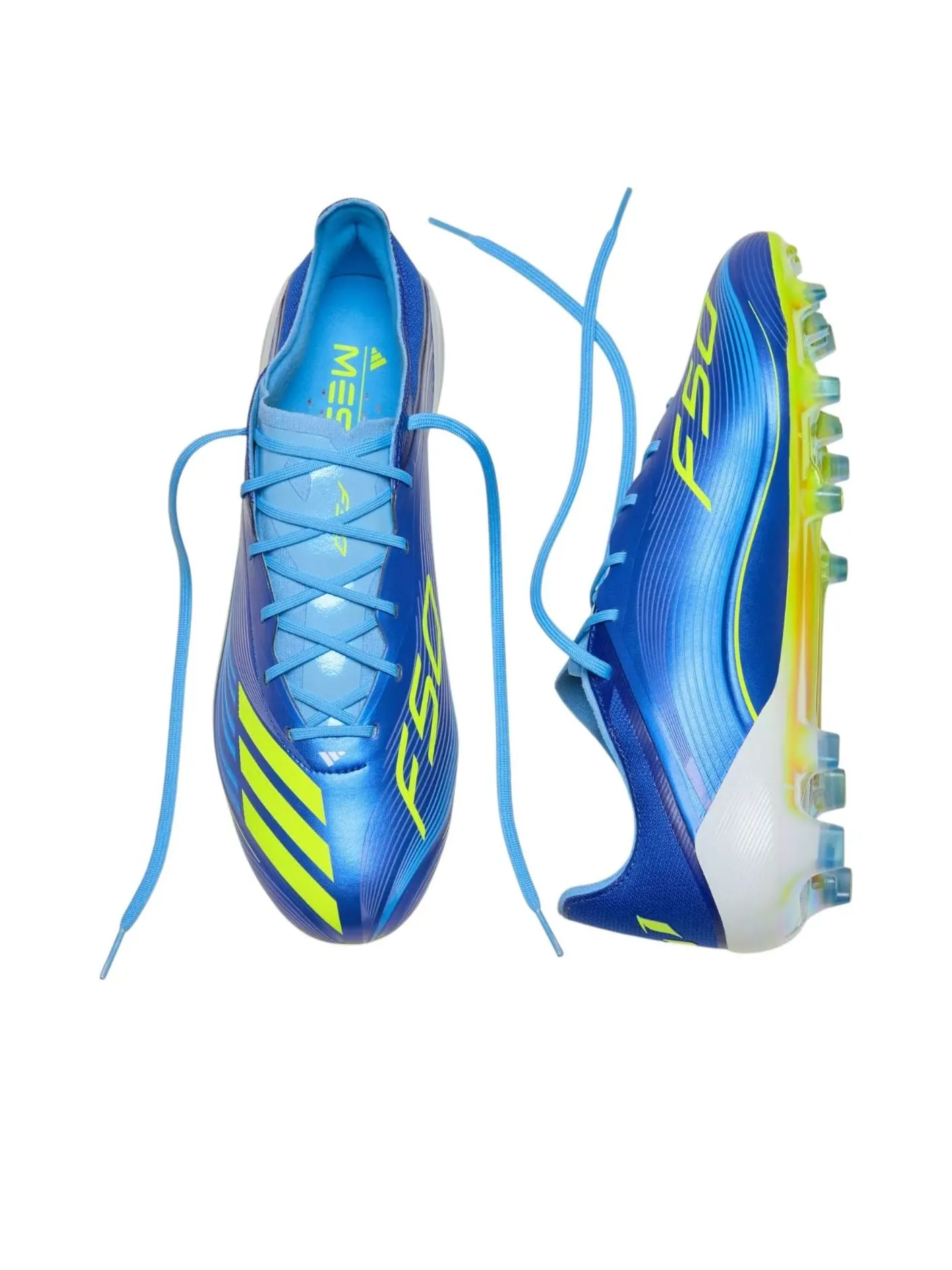 Футбольные бутсы Adidas F50 Messi Elite FG 'Royal Blue Solar Yellow' — изображение 3 из 4, синий/желтый/синий
