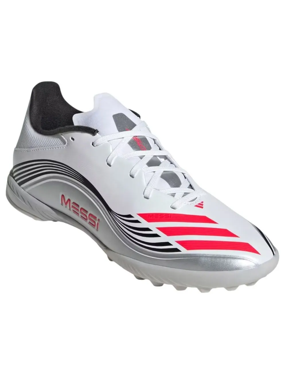 Кроссовки adidas F50 Messi League Turf 'Cloud White Lucid Red' — изображение 4 из 5, серебряный