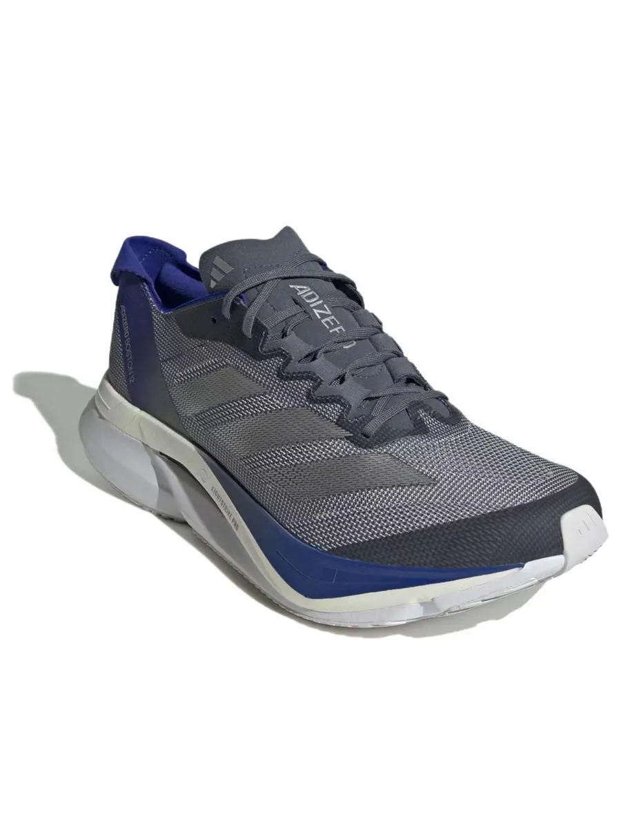Кроссовки adidas Adizero Boston 12 'Onix Matte Silver Lucid Blue' — изображение 2 из 4, серебряный