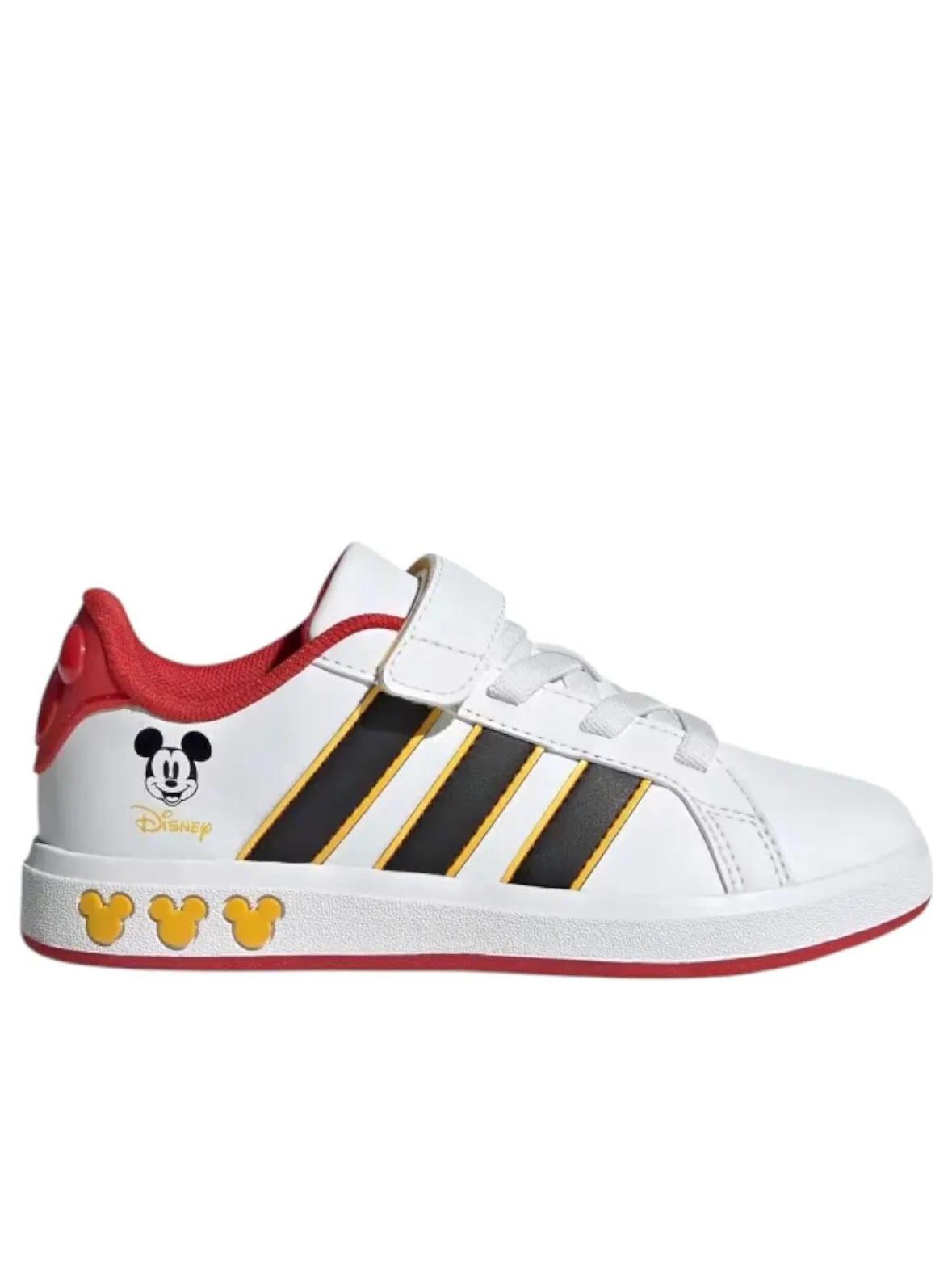 (GS) Adidas x Disney Mickey Mouse Grand Court 'Cloud White Black' — изображение 2 из 6, белый/черный/золотистый