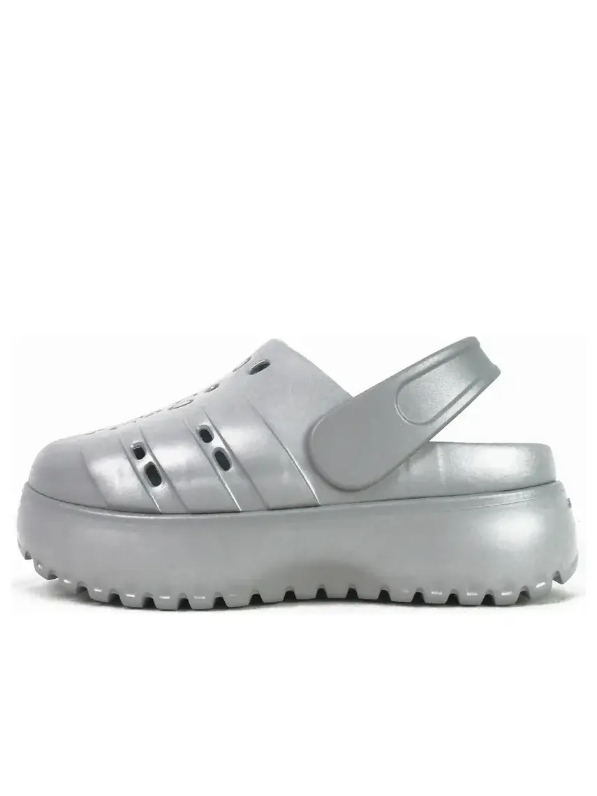 Сандалии (WMNS) adidas Adilette Clog Platform 'Silver Metallic' — изображение 1 из 4, серебряный