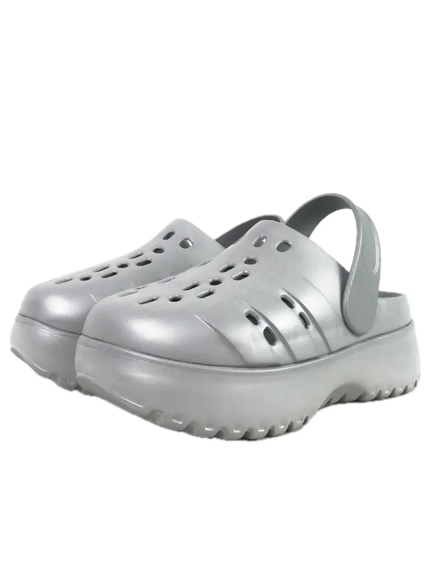 Сандалии (WMNS) adidas Adilette Clog Platform 'Silver Metallic' — изображение 2 из 4, серебряный