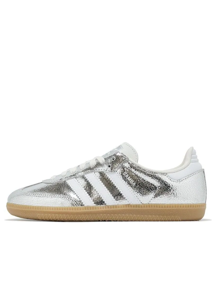 Кроссовки (WMNS) adidas Samba OG 'Silver Metallic Cracked Leather' — изображение 1 из 5, серебряный