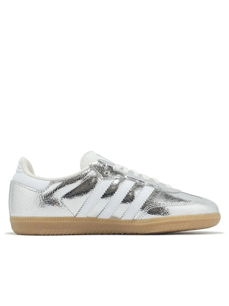 Кроссовки (WMNS) adidas Samba OG 'Silver Metallic Cracked Leather' — изображение 2 из 5, серебряный