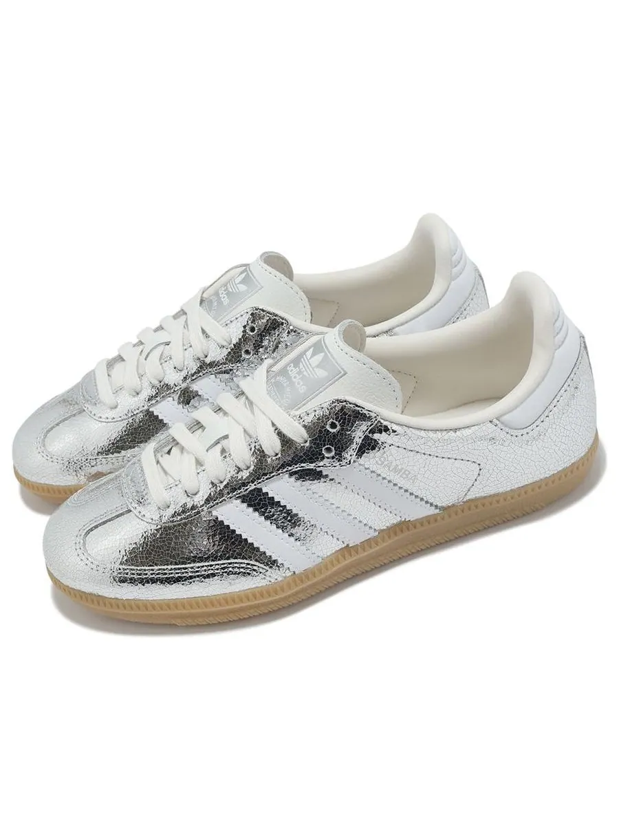 Кроссовки (WMNS) adidas Samba OG 'Silver Metallic Cracked Leather' — изображение 3 из 5, серебряный