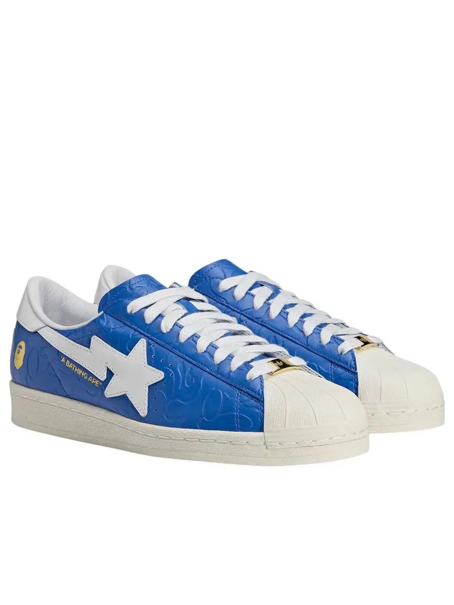 Кроссовки adidas x A Bathing Ape Superstar Vintage 'Blue White' — изображение 3 из 5, синий
