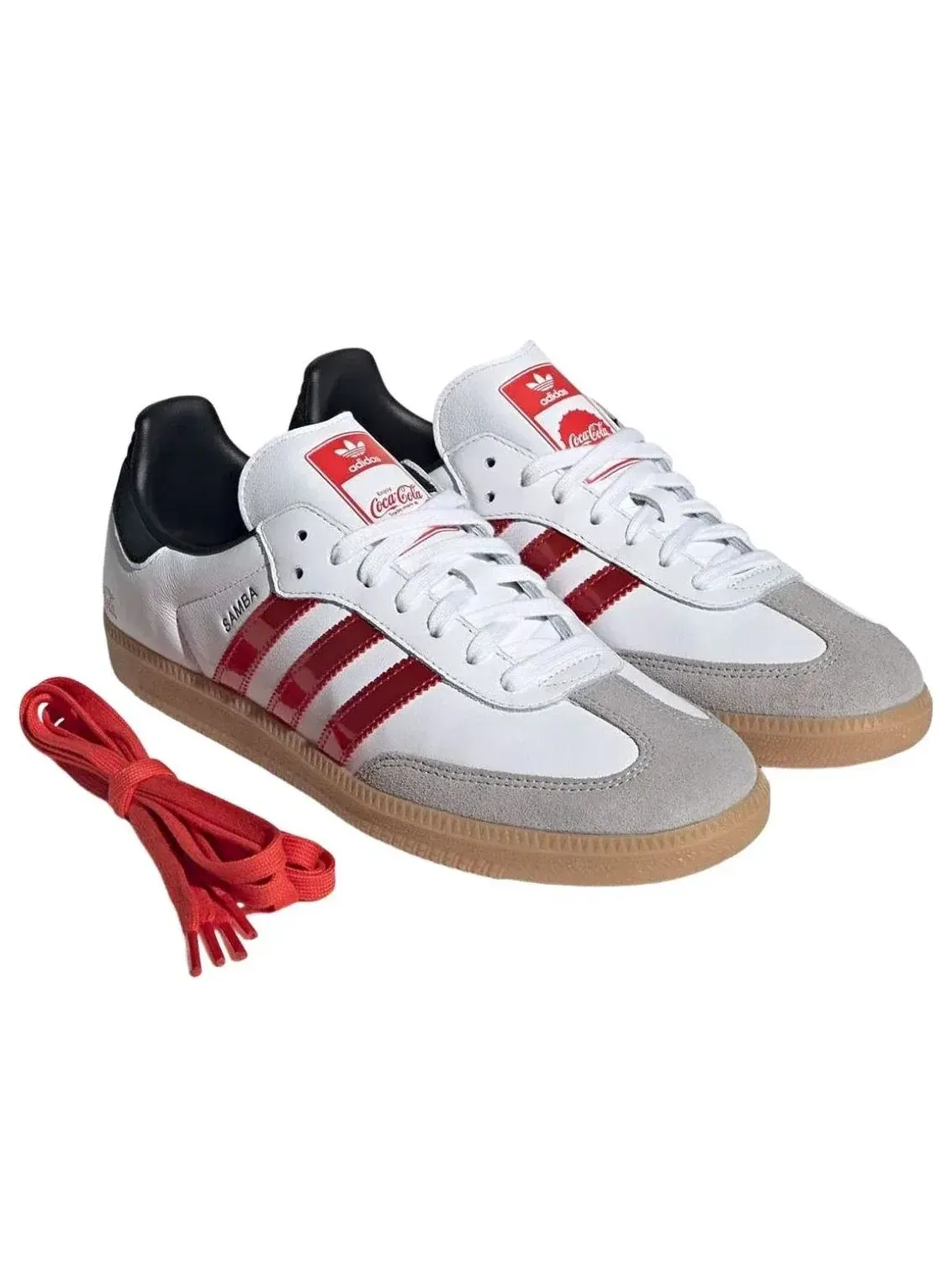 Мужские кроссовки с кожаным верхом Samba White Red Adidas — изображение 2 из 5, белый