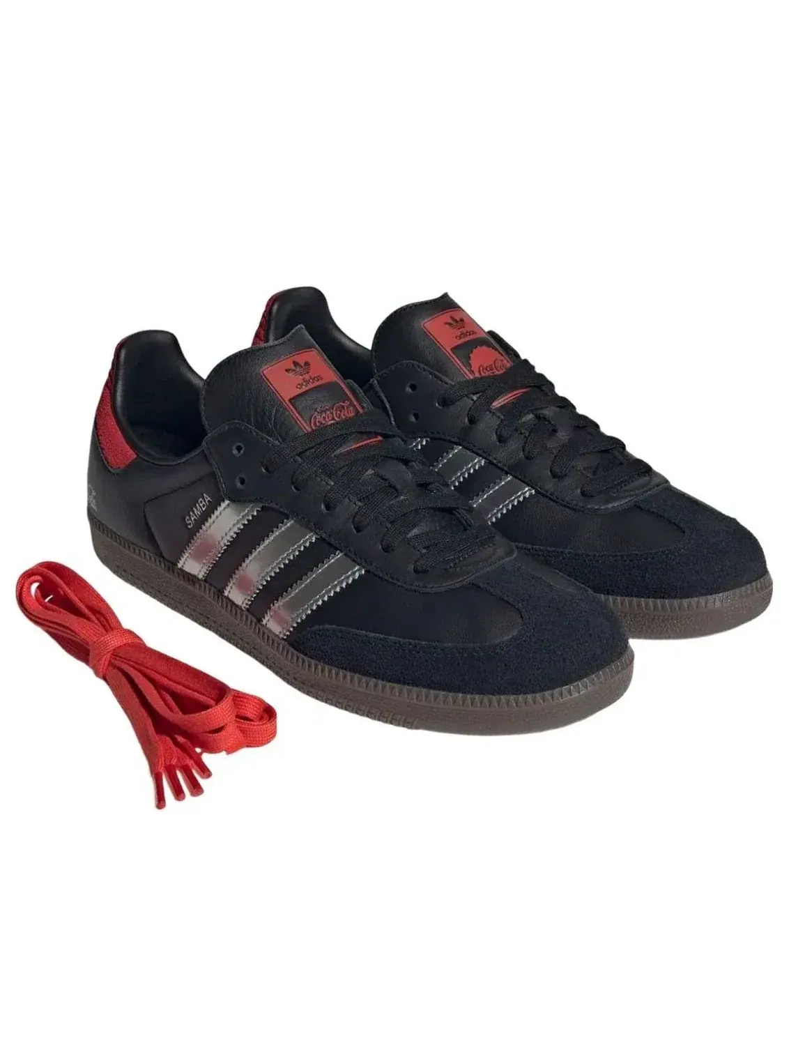 Мужские кроссовки с кожаным верхом Samba Black Silver Adidas — изображение 2 из 5, черный