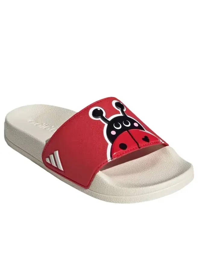Детские шлепанцы с открытым носком Adidas Adilette Pure Ruby White — изображение 3 из 5, красный