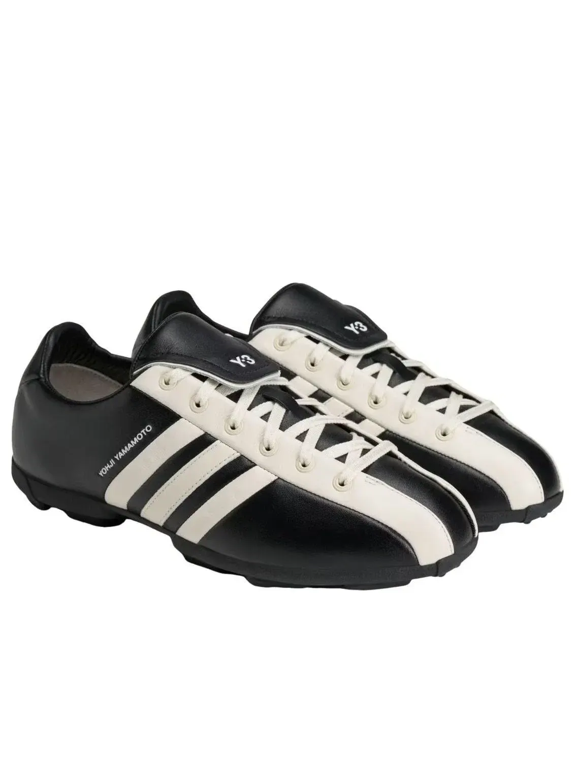 Мужские кроссовки с кожаным верхом Y-3 Field Black Off White Adidas — изображение 2 из 5, черный