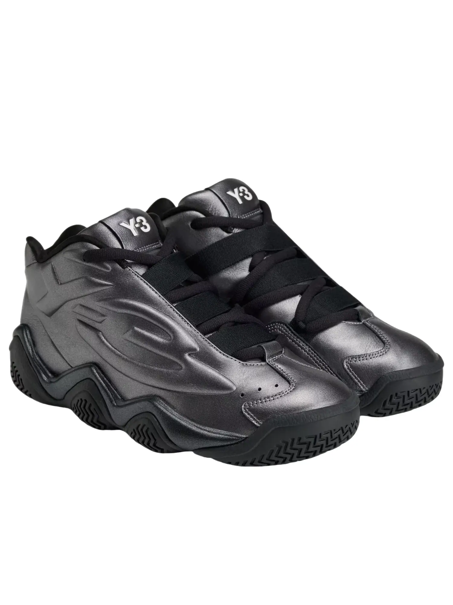 Мужские кроссовки с кожаным верхом Y-3 Megaball Adidas — изображение 3 из 5, серебряный