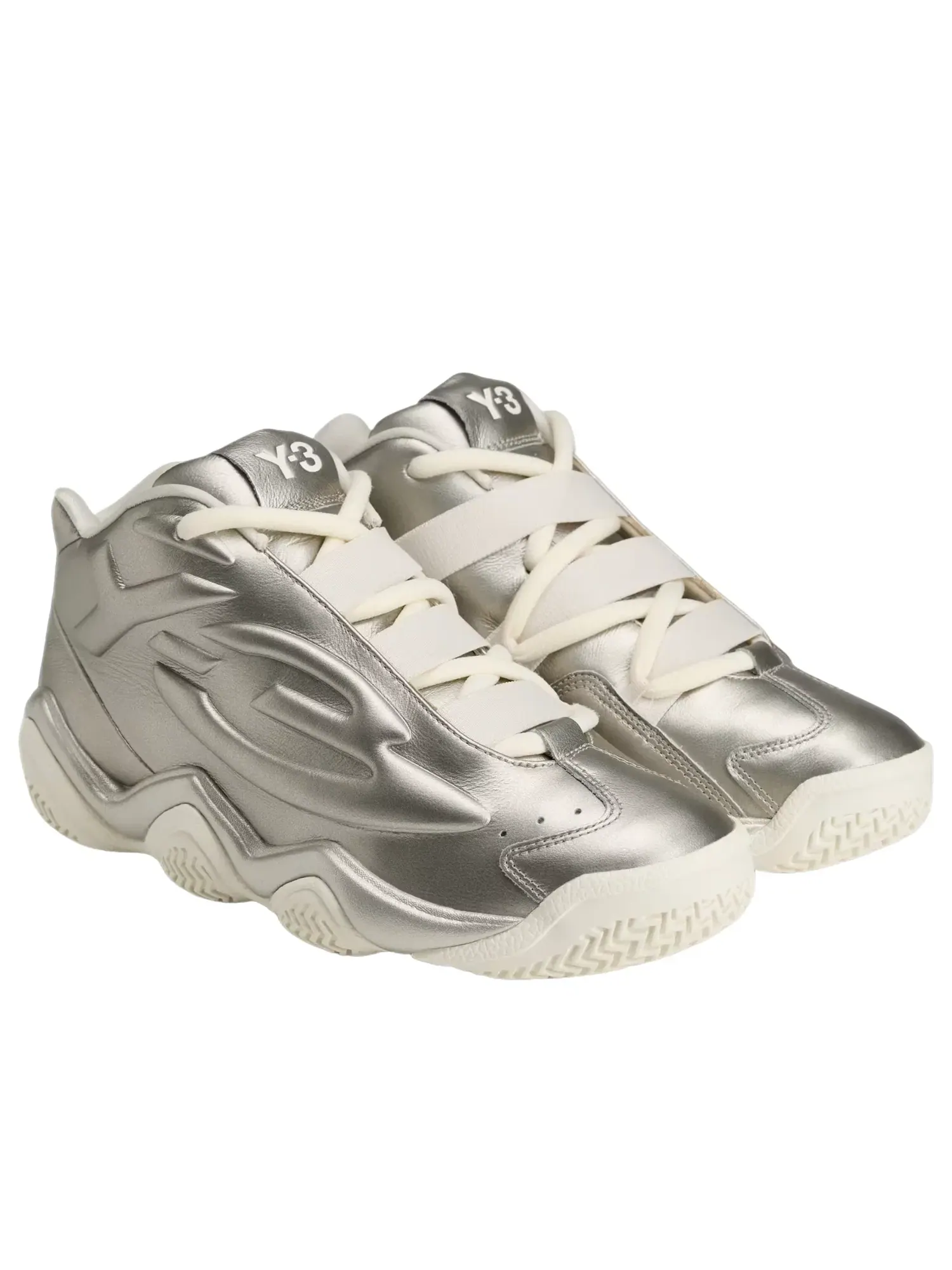 Мужские кроссовки с кожаным верхом Y-3 Megaball Adidas — изображение 3 из 5, серебряный