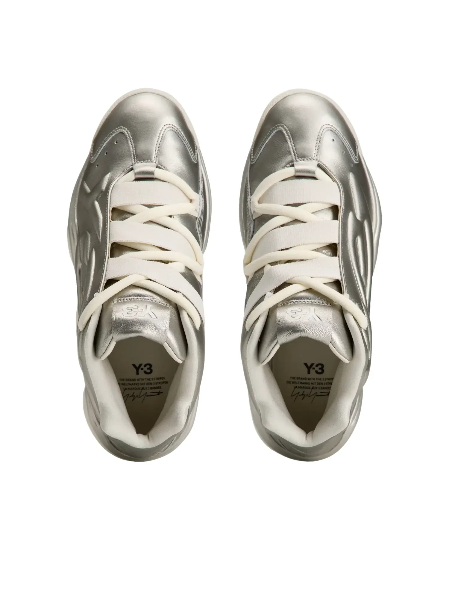 Мужские кроссовки с кожаным верхом Y-3 Megaball Adidas — изображение 4 из 5, серебряный