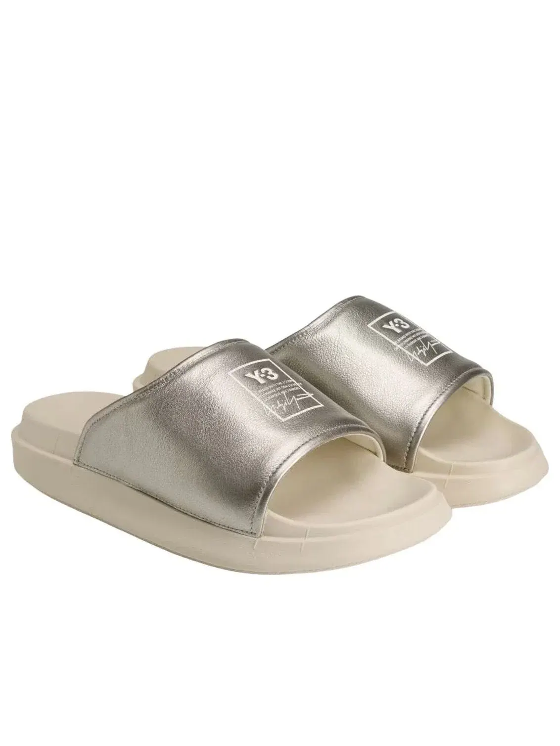 Мужские шлепанцы Y-3 Silver Metallic Alumina Adidas — изображение 4 из 5, серебряный