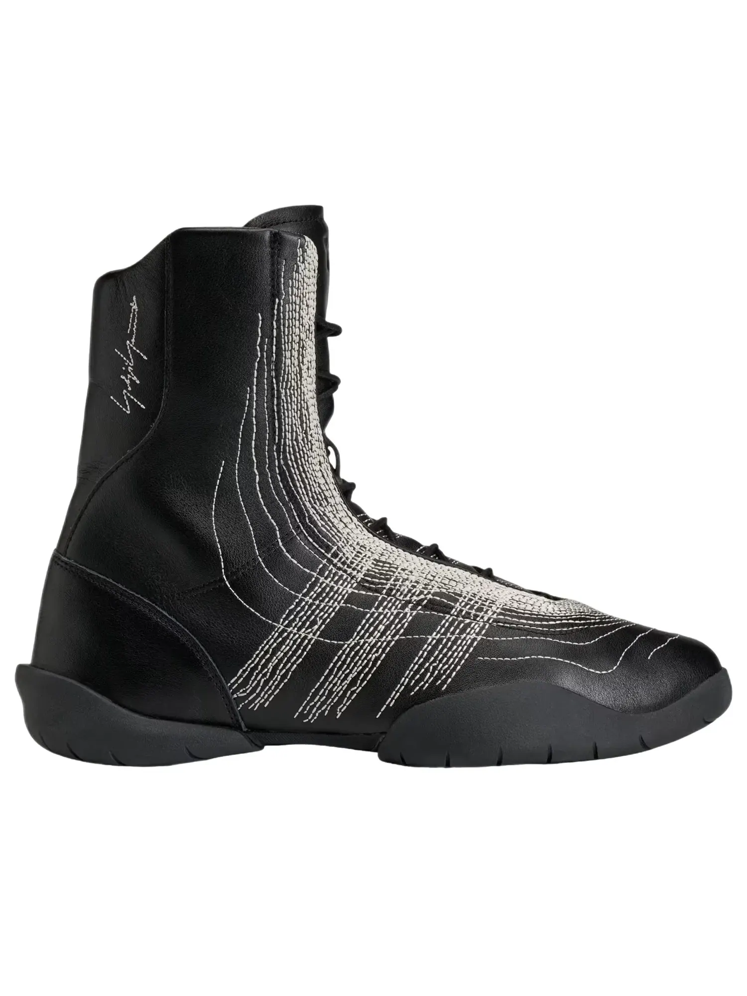 Мужские кроссовки с кожаным верхом Y-3 Regu Hi Adidas — изображение 2 из 5, черный