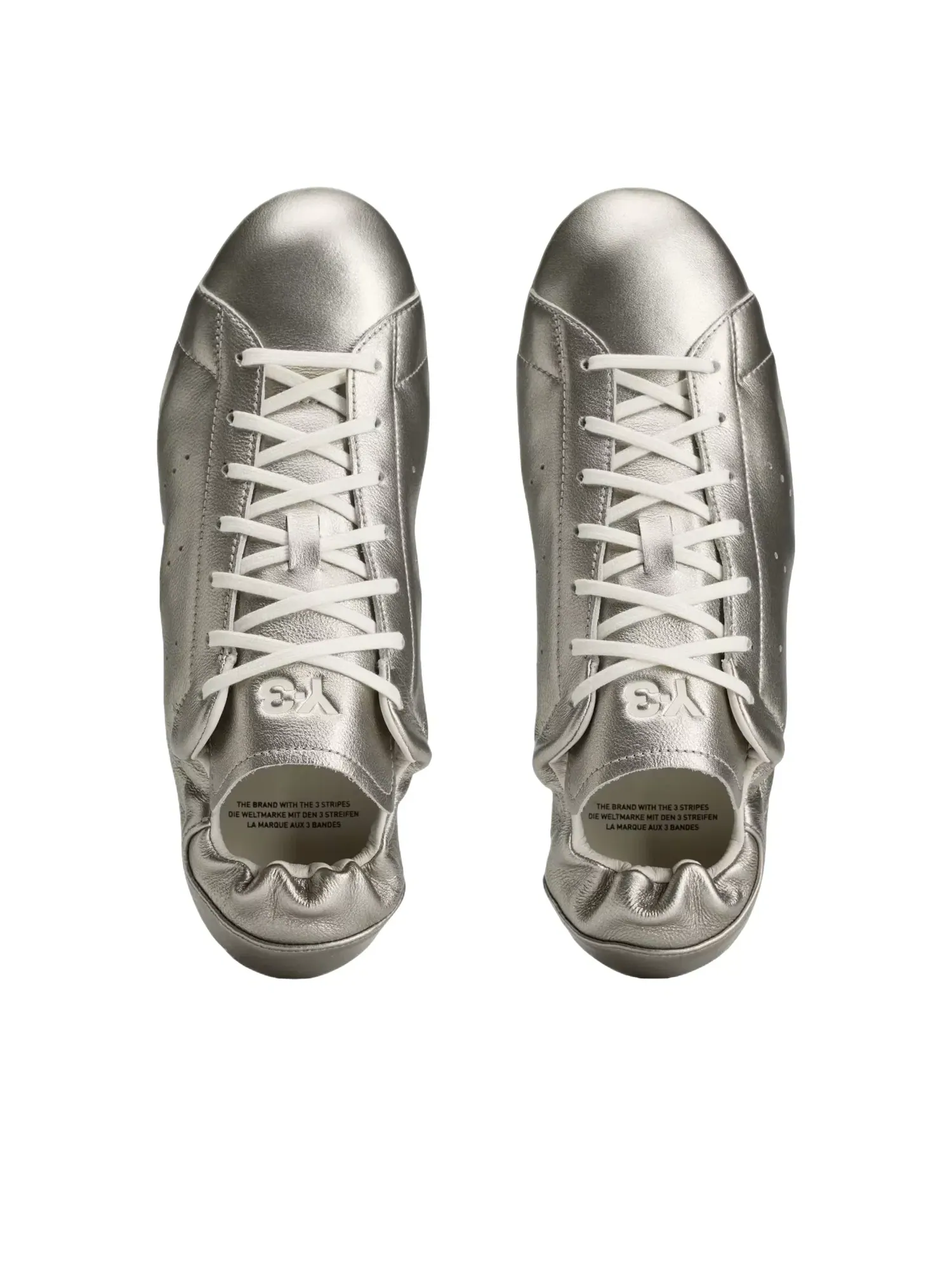 Мужские кроссовки с кожаным верхом Y-3 Stan Smith Silver Metallic Off White Adidas — изображение 3 из 4, серебряный