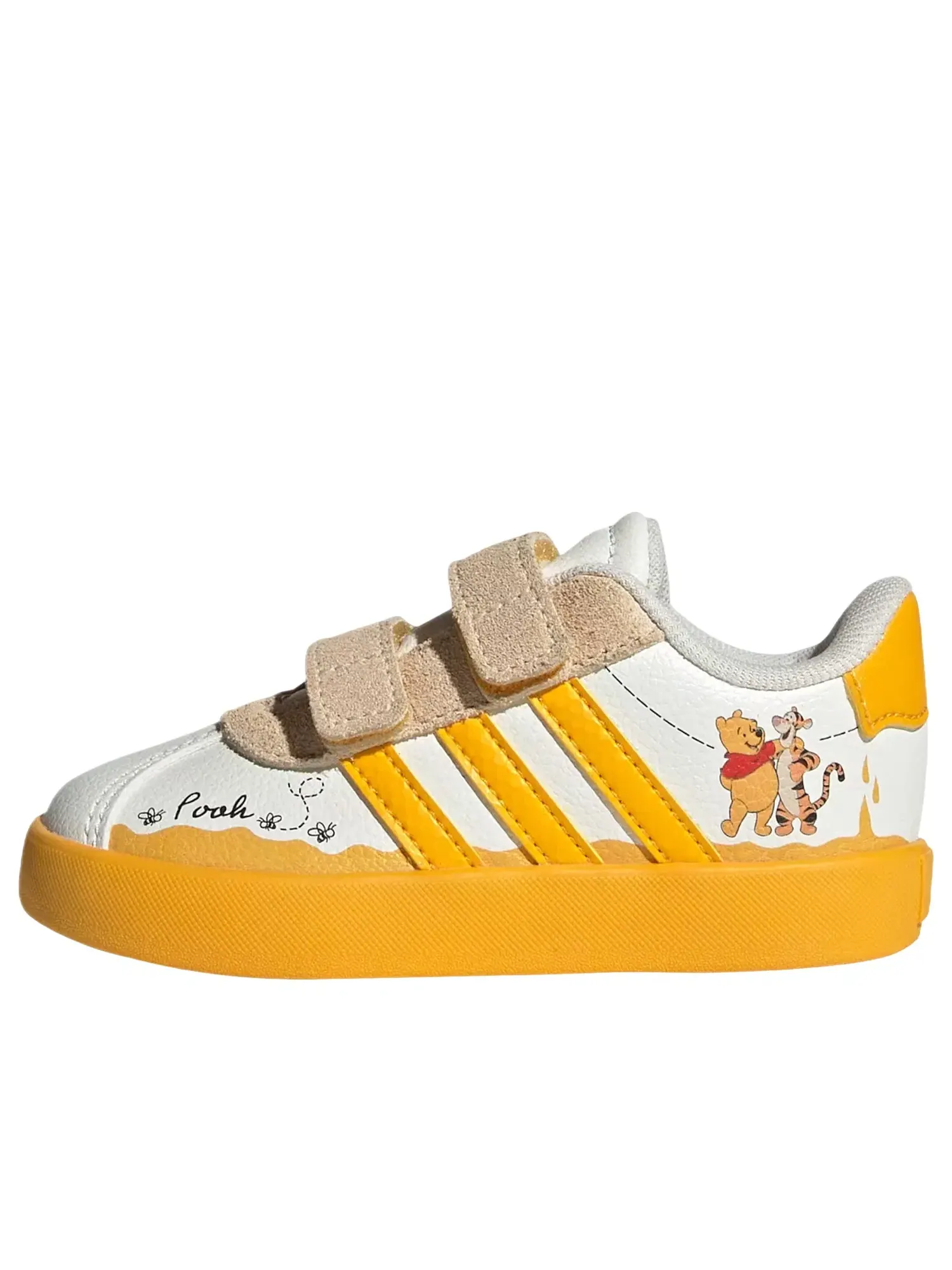 Детские кроссовки с липучкой VL Court Off White Crew Yellow Core Black Adidas — изображение 1 из 5, белый