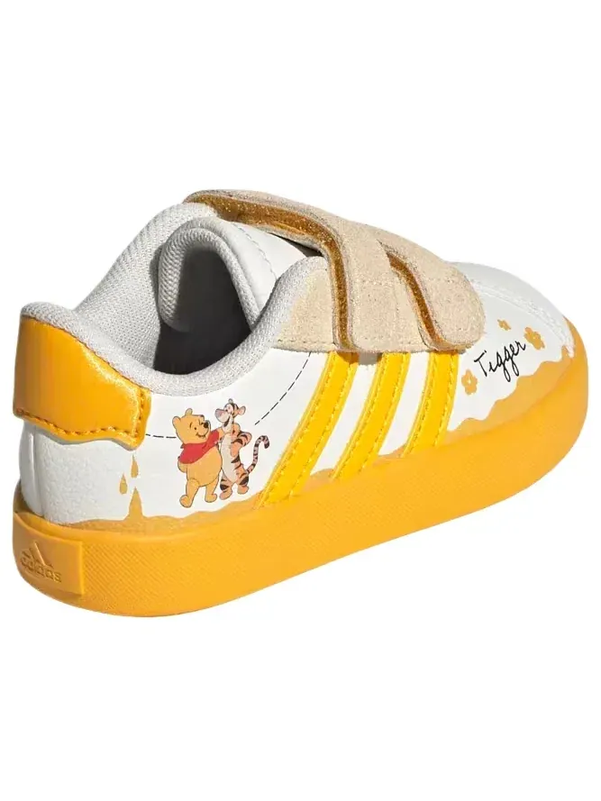 Детские кроссовки с липучкой VL Court Off White Crew Yellow Core Black Adidas — изображение 2 из 5, белый