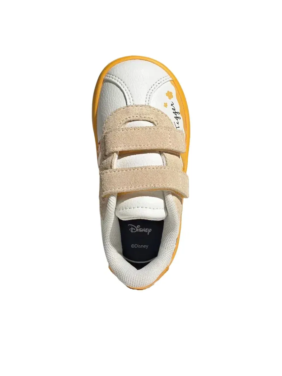 Детские кроссовки с липучкой VL Court Off White Crew Yellow Core Black Adidas — изображение 3 из 5, белый