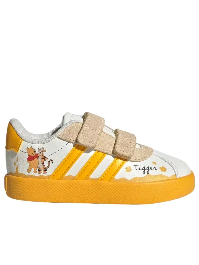 Детские кроссовки с липучкой VL Court Off White Crew Yellow Core Black Adidas — изображение 5 из 5, белый