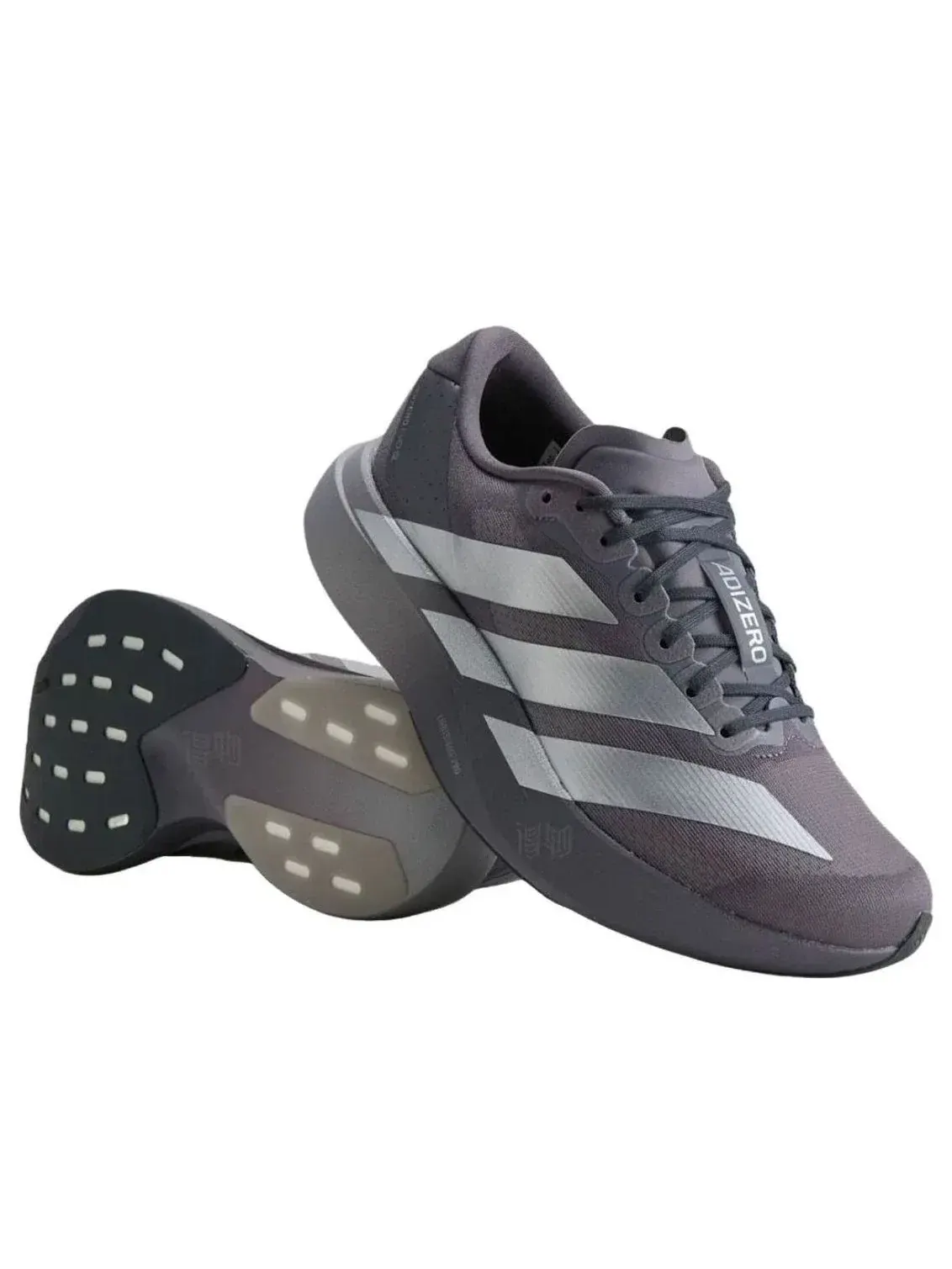Мужские кроссовки для бега с шнуровкой Adidas Adizero Evo Sl Grey Strata Silver Metallic — изображение 3 из 3, серый