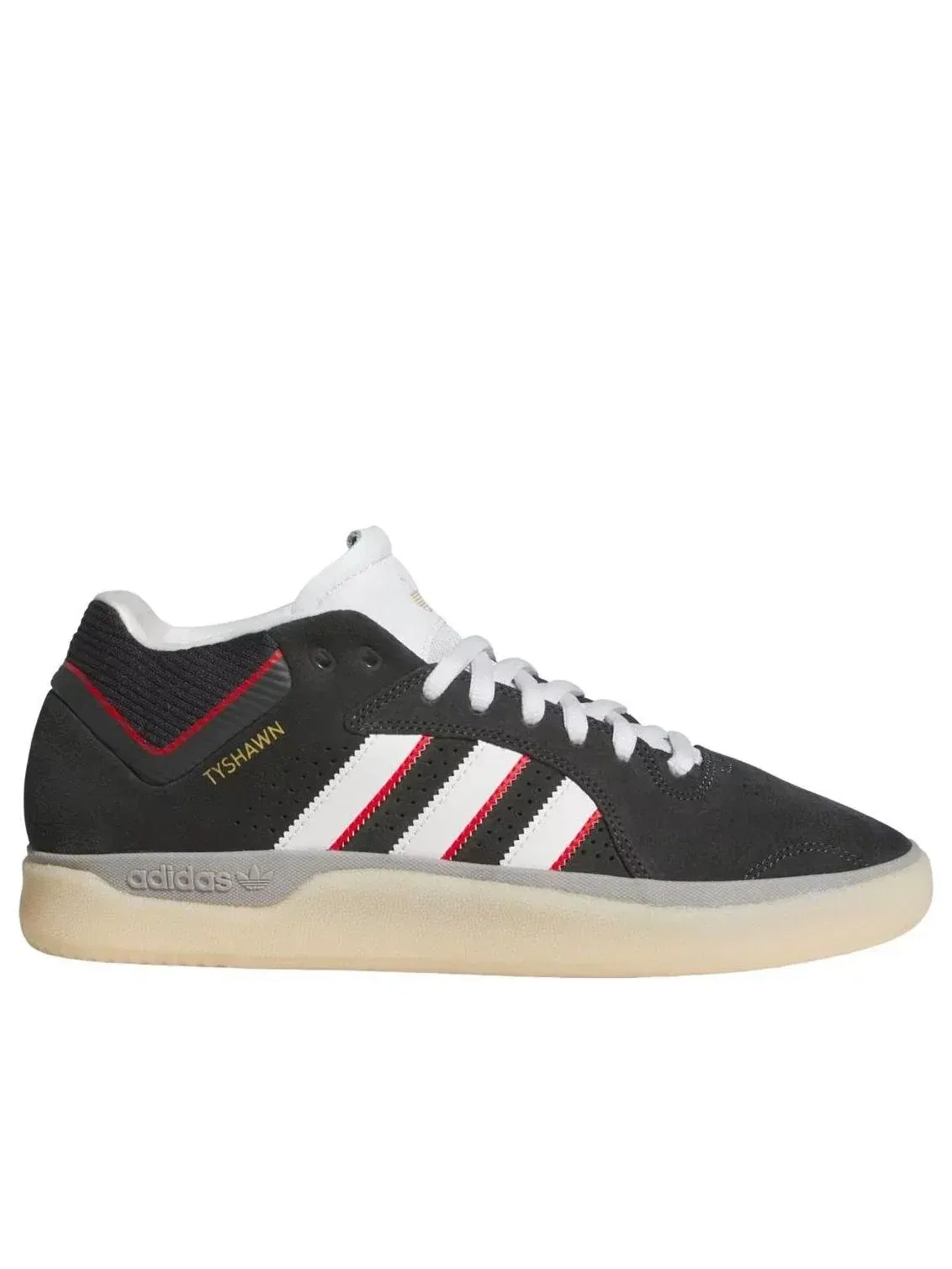 Мужские кроссовки с кожаным верхом Tyshawn Carbon Crystal White Adidas — изображение 2 из 6, черный