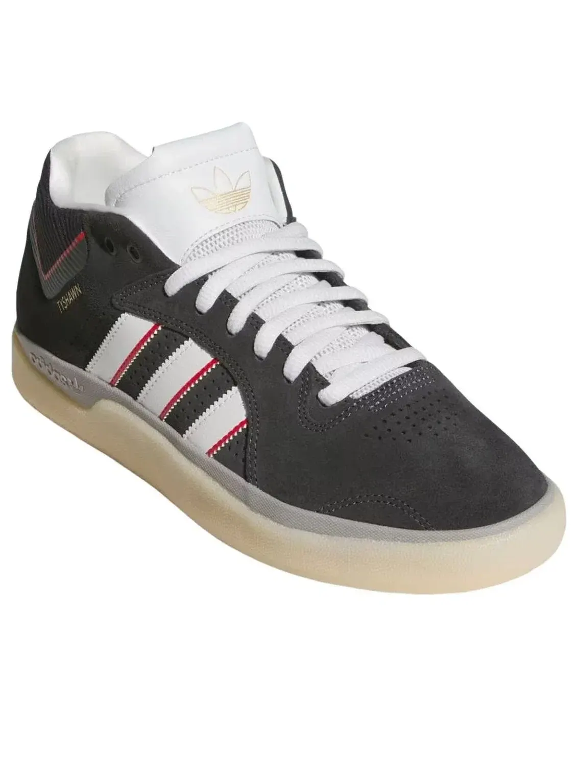 Мужские кроссовки с кожаным верхом Tyshawn Carbon Crystal White Adidas — изображение 5 из 6, черный