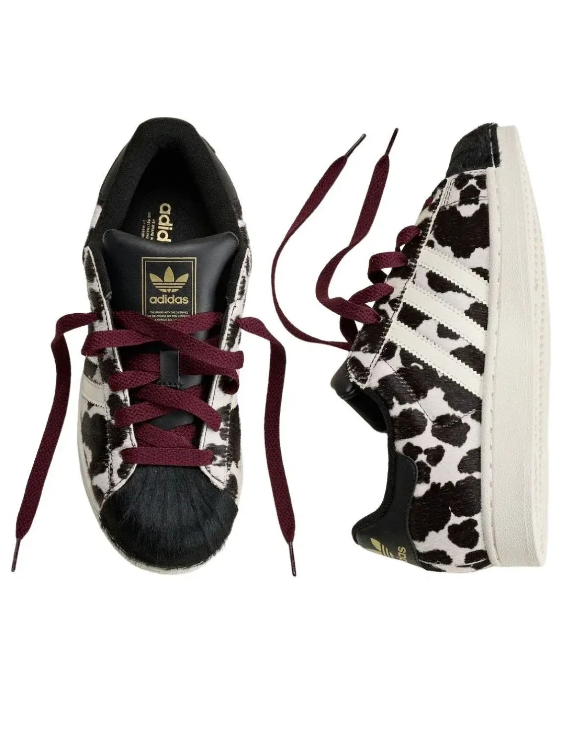 Женские кроссовки с принтом Superstar Cow Print Adidas — изображение 3 из 3, черный