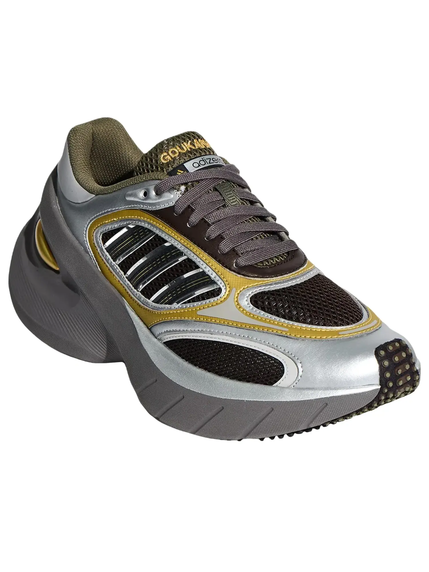 Кроссовки Adidas Adizero Goukana 'Silver Metallic Dark Brown Gold' KJ5375 — изображение 2 из 4, серебряный