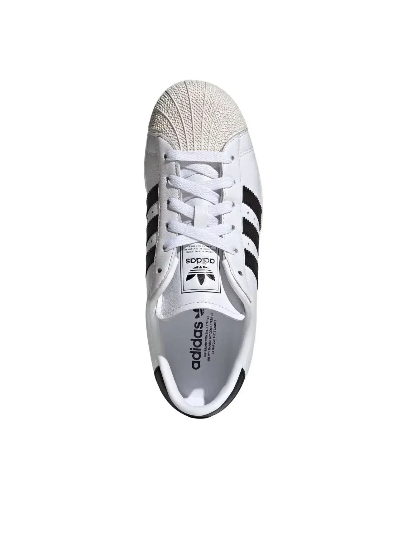 Женские кроссовки с кожаным верхом Superstar White Black Gold Metallic Adidas — изображение 2 из 5, белый