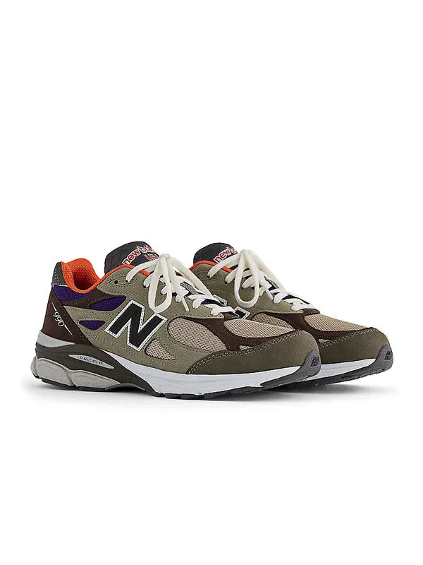 Кроссовки New Balance 990v3 Made in USA 'Teddy Santis Khaki Orange' — изображение 2 из 4, хаки/оранжевый