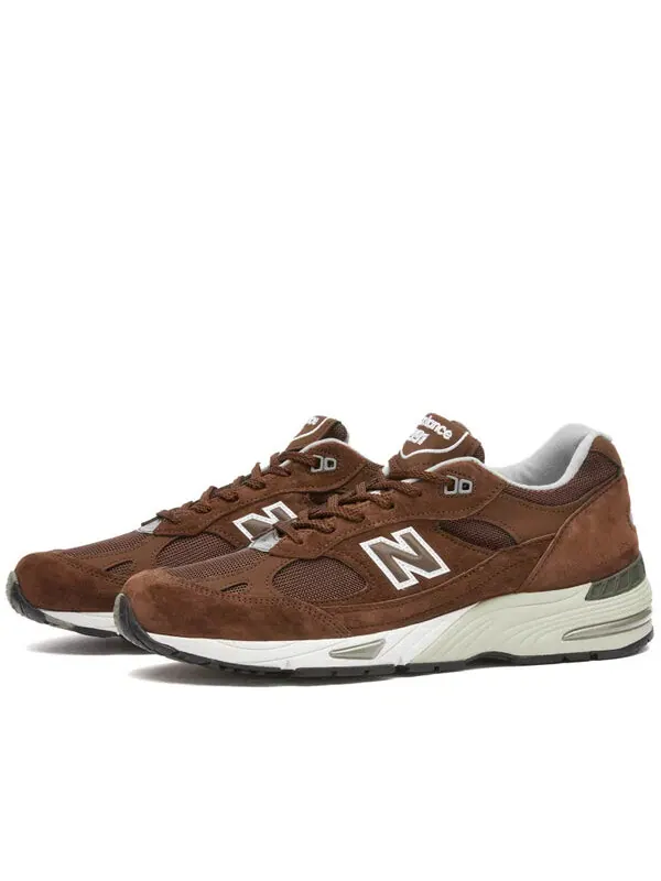 Кроссовки 991 сделано в Англии New Balance — изображение 2 из 4, коричневый/белый