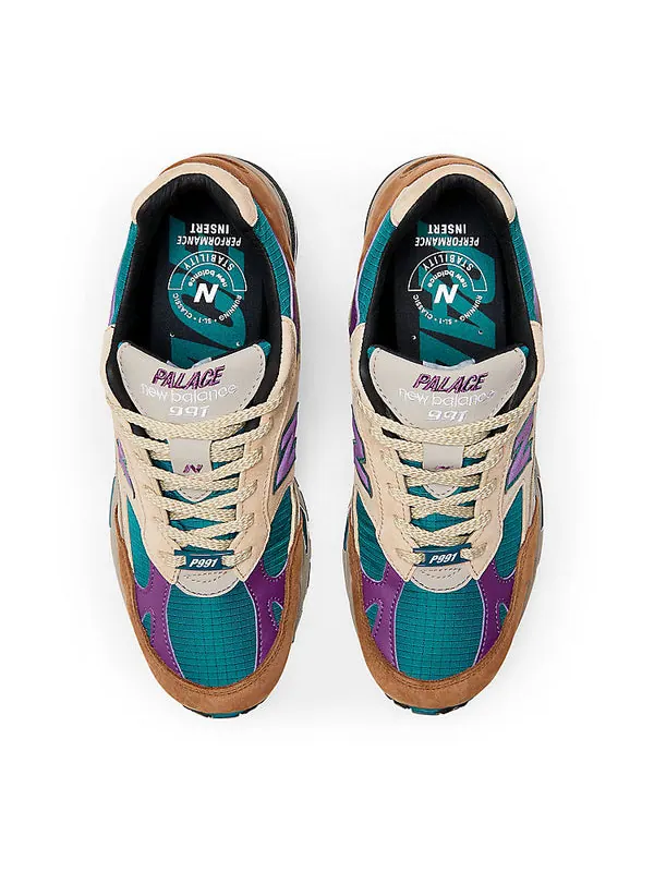 Кроссовки 991 'made in uk palace teal' New Balance — изображение 3 из 4, коричневый/бежевый