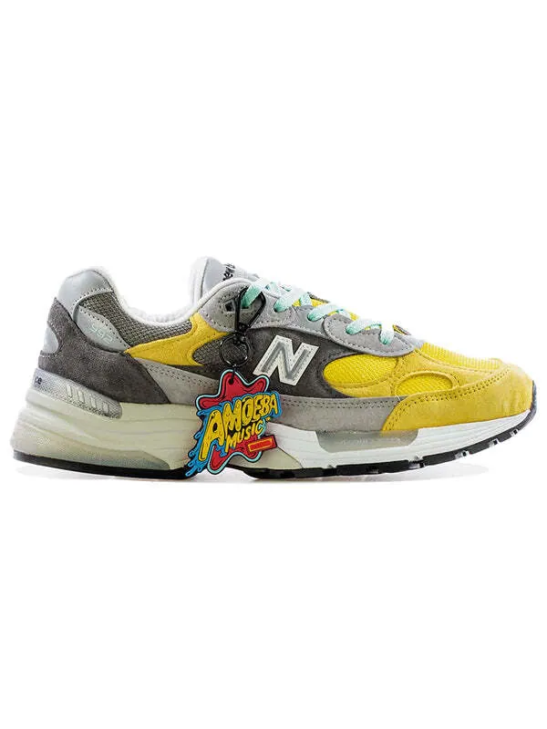 Кроссовки amoeba music x nice kicks x 992 сделано в сша New Balance — изображение 2 из 5, серый/желтый