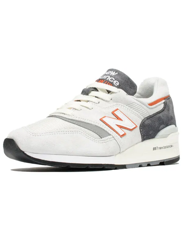 Кроссовки 997 series retro low top casual сделано в сша New Balance — изображение 2 из 4, белый/серый/оранжевый
