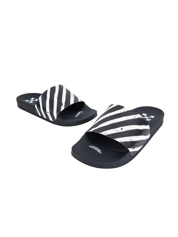 Сандалии sliders 'graffiti - black white' 2020 Off-White — изображение 3 из 4, черный