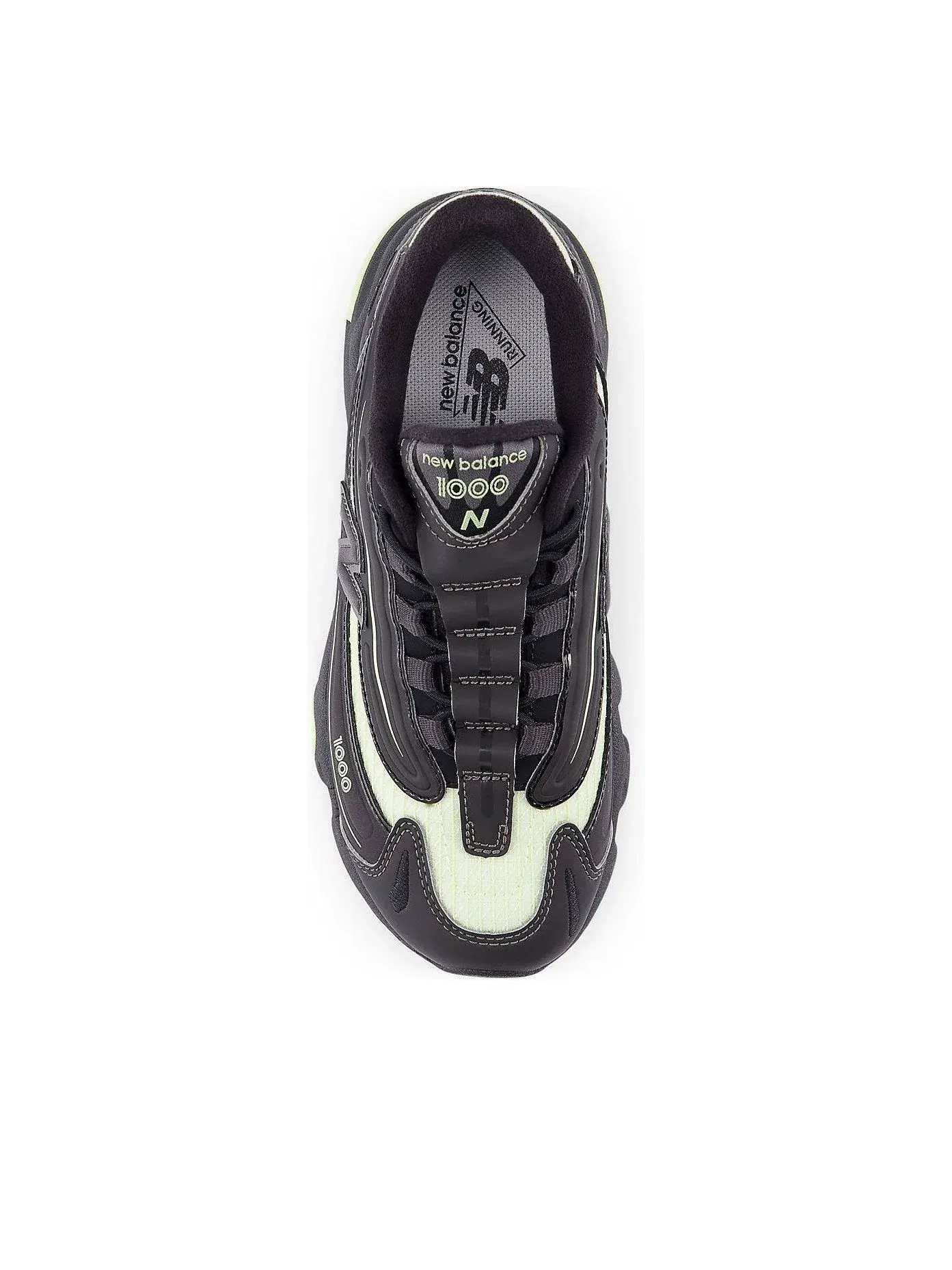 Детские кроссовки с шнуровкой New Balance 1000 Iron Black Lime — изображение 3 из 5, черный