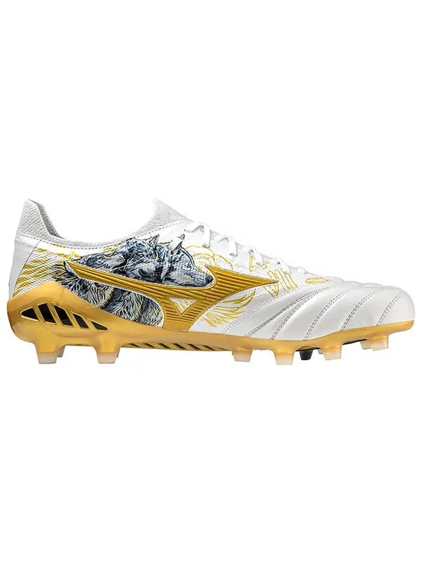 Кроссовки sergio ramos x morelia neo 3 beta sr4 'lion and wolves' Mizuno — изображение 2 из 4, белый/золотистый