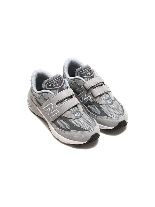 Кроссовки 990v6 на липучке для маленьких детей New Balance — изображение 3 из 4, серый/белый