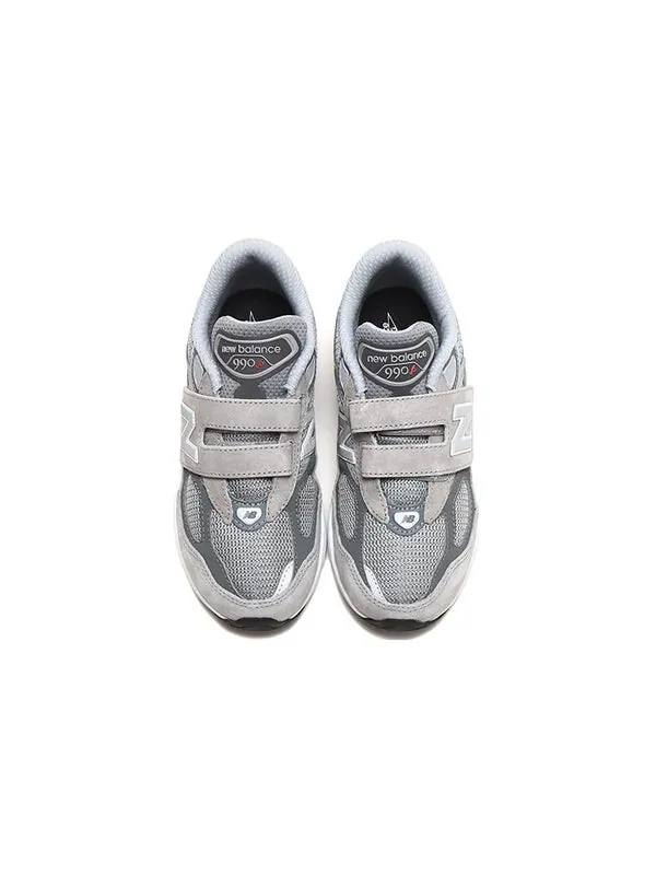 Кроссовки 990v6 на липучке для маленьких детей New Balance — изображение 4 из 4, серый/белый