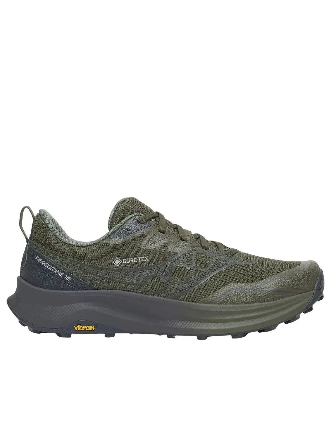 Мужские кроссовки для бега с шнуровкой Peregrine 16 GTX Saucony — изображение 2 из 5, оливковый зеленый