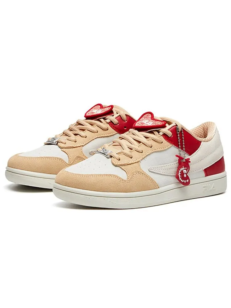 Кеды (WMNS) Fila Fusion Shoes 'Cream Red Pink' — изображение 3 из 6, бежевый