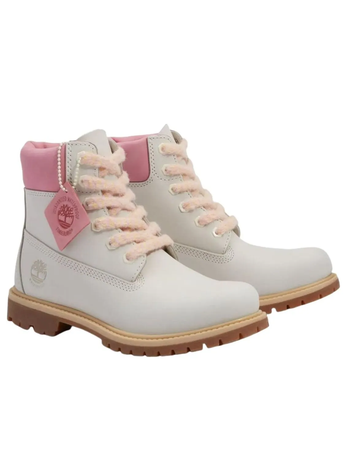 (WMNS) Водонепроницаемые ботинки Timberland Premium 6 дюймов — изображение 3 из 5, светлый серый/розовый