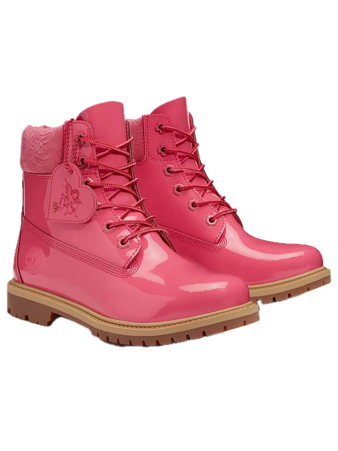 Ботинки женские Timberland 6" Premium водонепроницаемые, Patent Valentine's Day — изображение 2 из 5, розовый