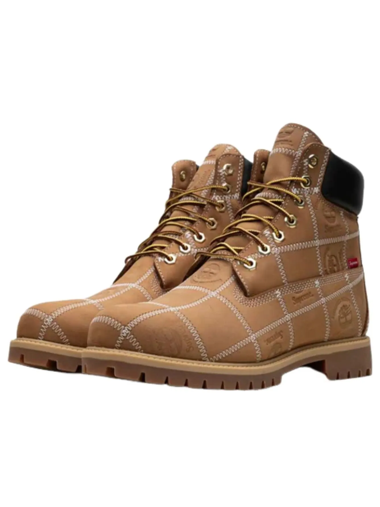 Водонепроницаемые ботинки Timberland x Supreme 6 Inch Premium 'Patchwork - Wheat' — изображение 2 из 4, пшеница