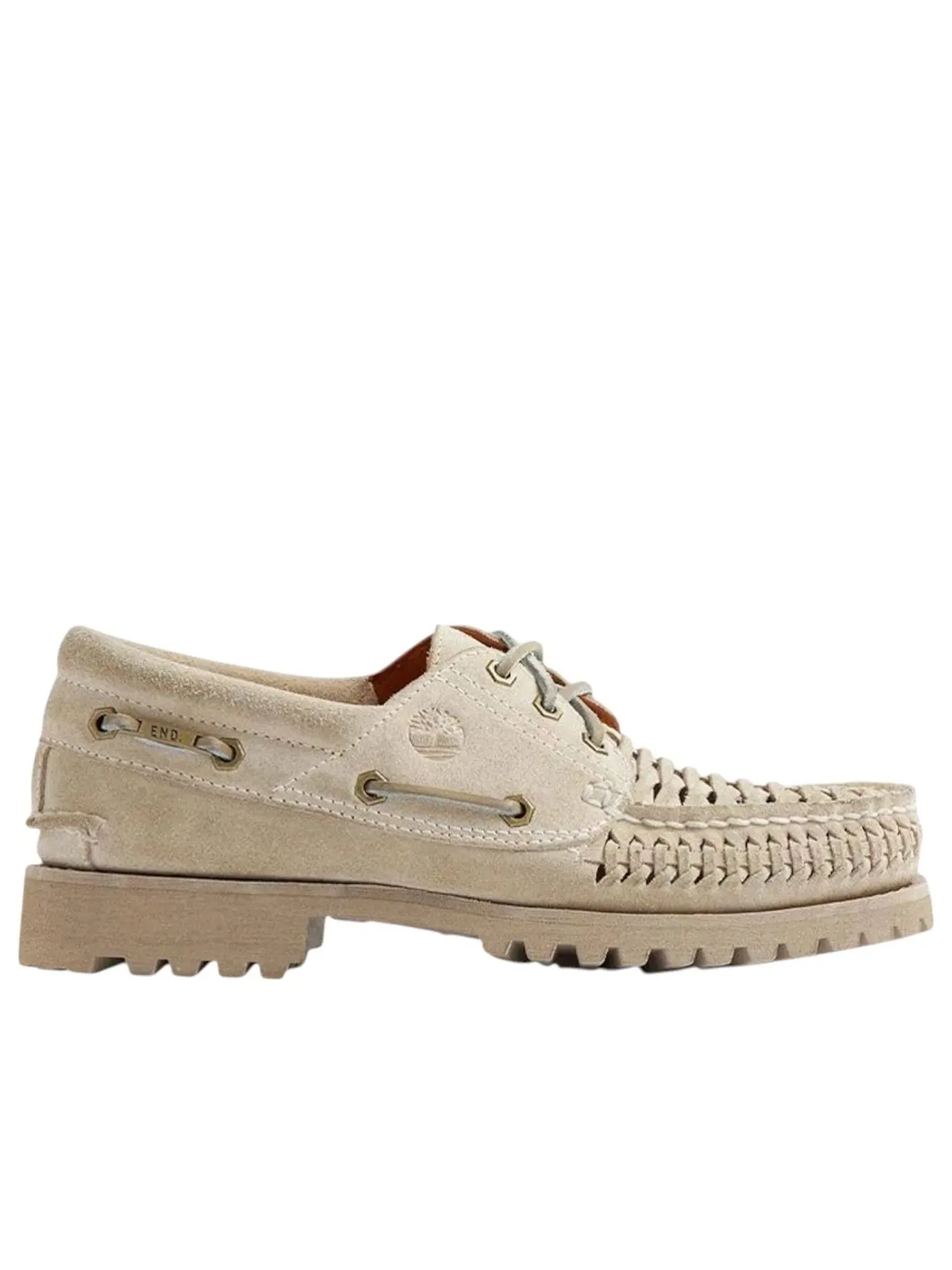 Кроссовки Timberland x END. Authentic 3-Eye Boat 'White' — изображение 2 из 5, бежевый