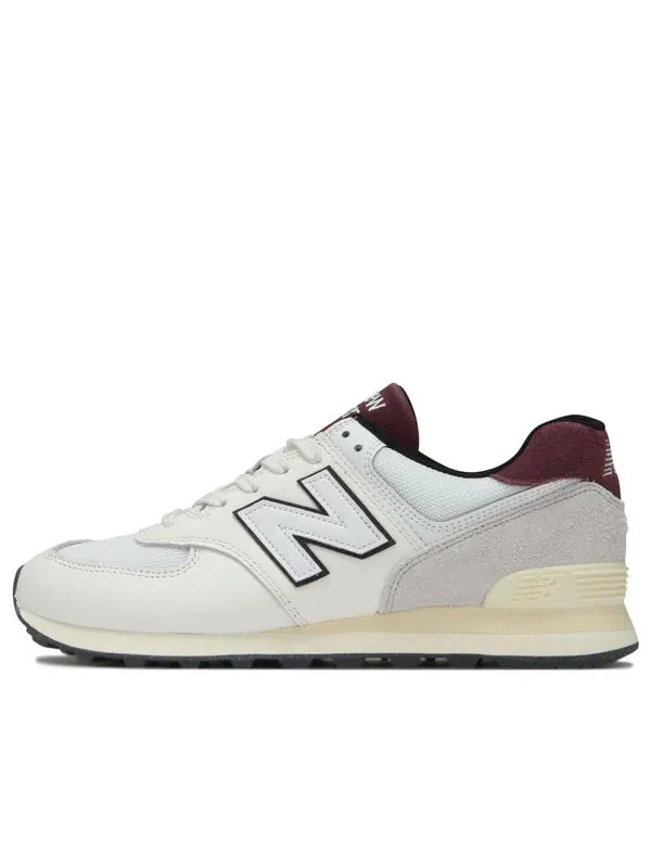 Кроссовки New Balance 574 'White Burgundy' — изображение 1 из 4, белый/красный
