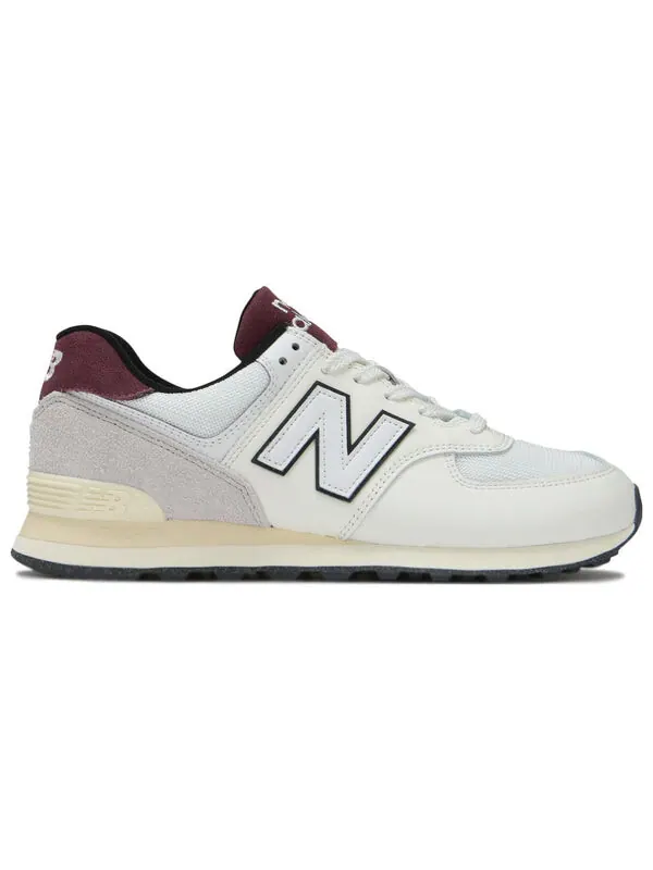 Кроссовки New Balance 574 'White Burgundy' — изображение 2 из 4, белый/красный