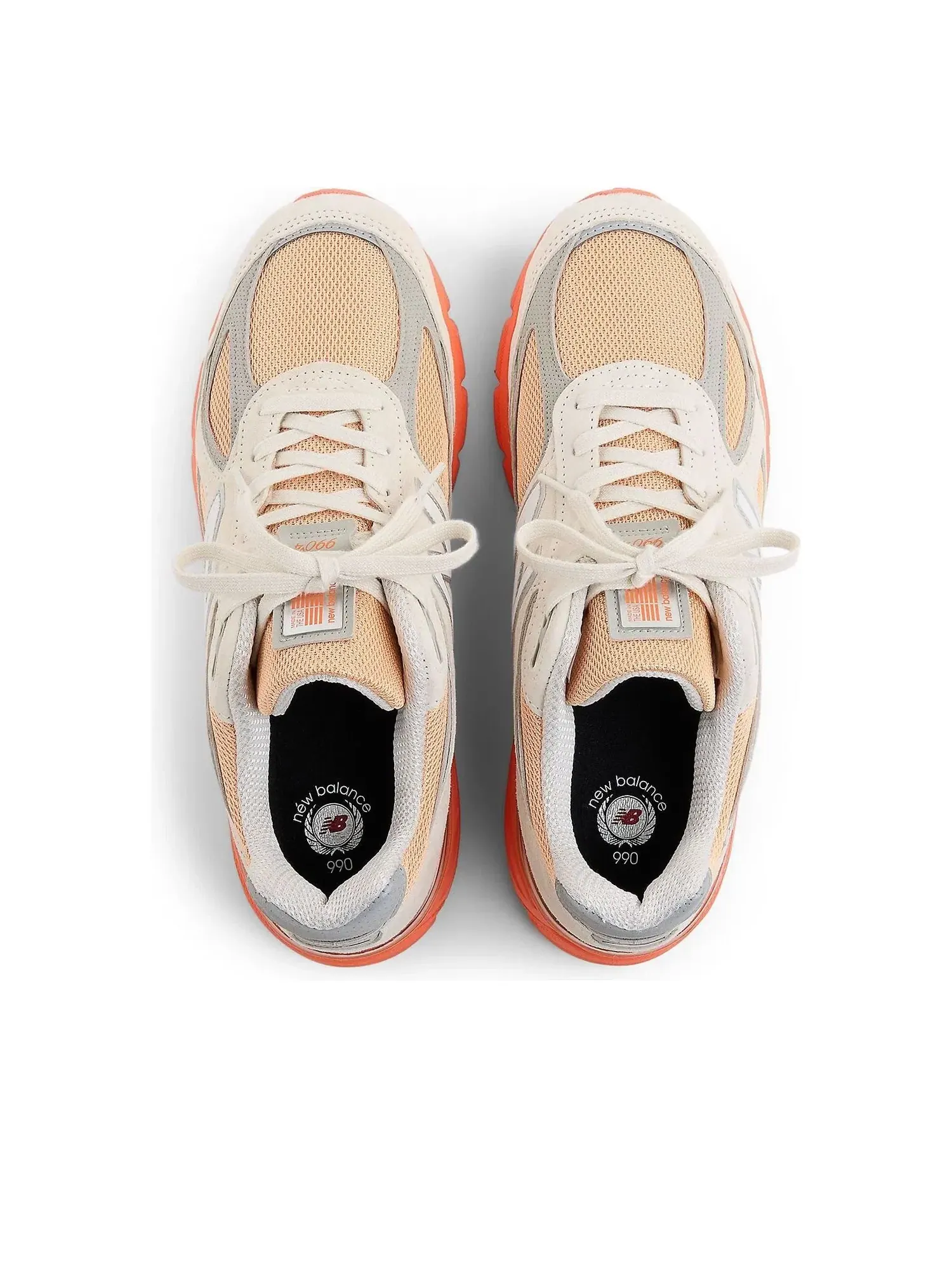 Мужские кроссовки с шнуровкой New Balance 990v4 Made in USA Moonbeam Tangerine Heat Orange — изображение 5 из 5, оранжевый