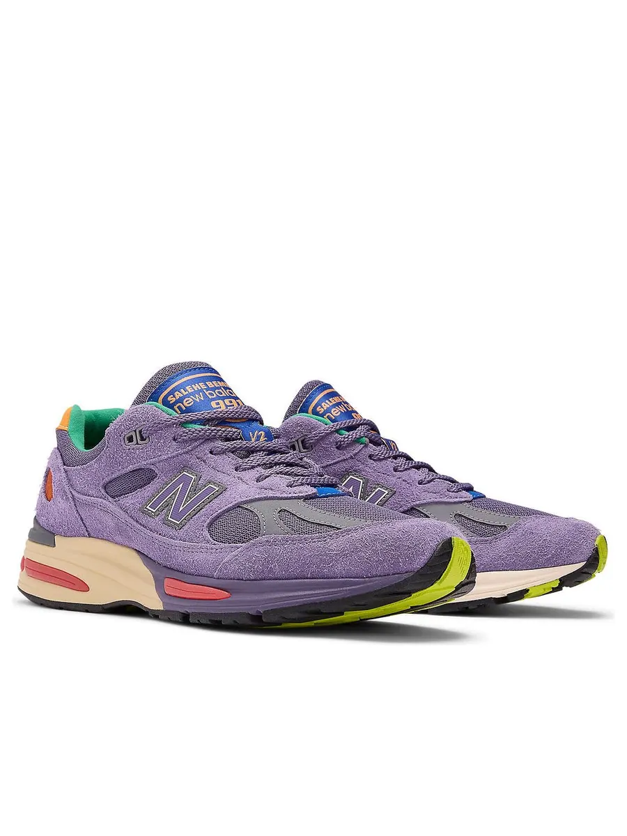 Кроссовки New Balance x Salehe Bembury 991v2 Made in UK 'Purple' — изображение 3 из 6, фиолетовый